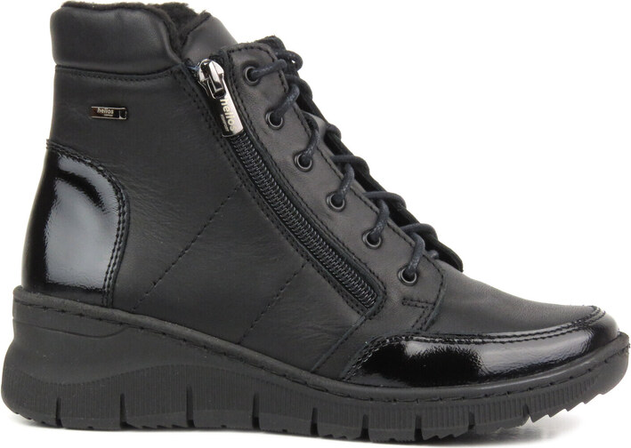 Skórzane botki damskie polskiej marki - Helios Komfort 551, czarne