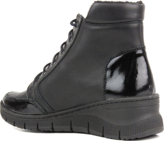 Skórzane botki damskie polskiej marki - Helios Komfort 551, czarne