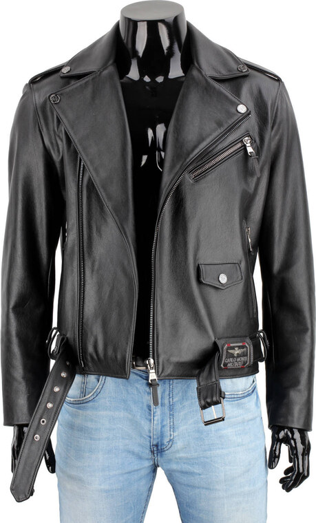 CARLO MONTI LECH950T - Ramoneska Skórzana Męska z czarnej skóry naturalnej DORJAN