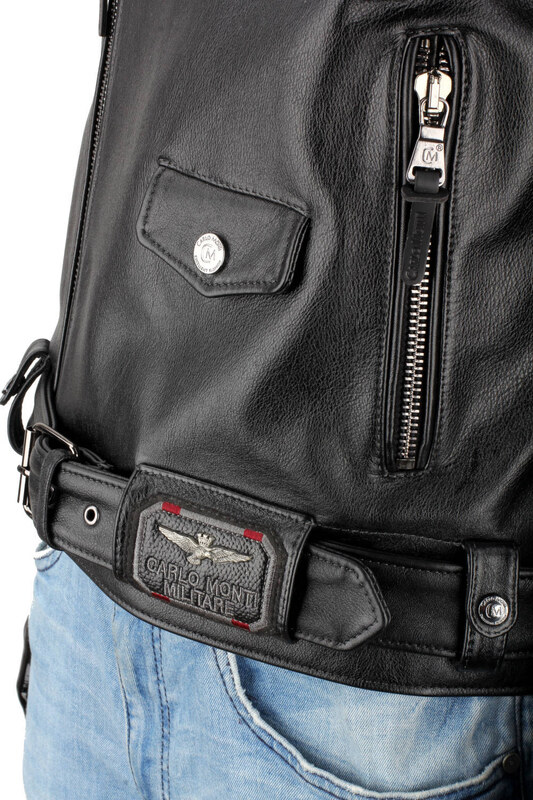 CARLO MONTI LECH950T - Ramoneska Skórzana Męska z czarnej skóry naturalnej DORJAN