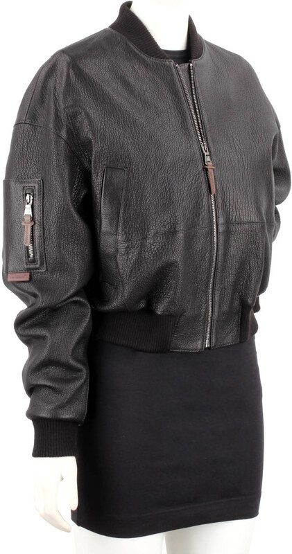 WLA951 - Czarna bomberka skórzana damska z czarnej skóry owczej DORJAN