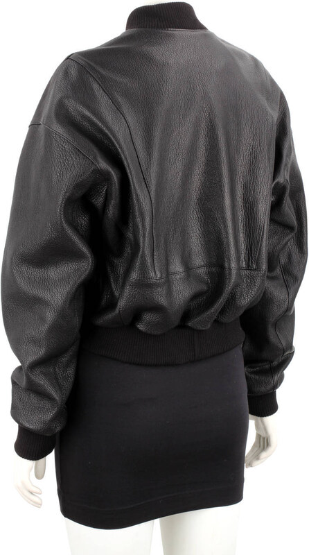 WLA951 - Czarna bomberka skórzana damska z czarnej skóry owczej DORJAN