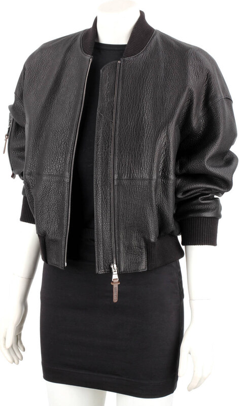 WLA951 - Czarna bomberka skórzana damska z czarnej skóry owczej DORJAN