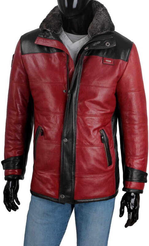 CARLO MONTI AS467 - Ciepła kurtka skórzana męska w sportowej stylistyce DORJAN