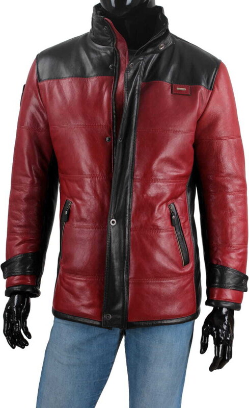 CARLO MONTI AS467 - Ciepła kurtka skórzana męska w sportowej stylistyce DORJAN