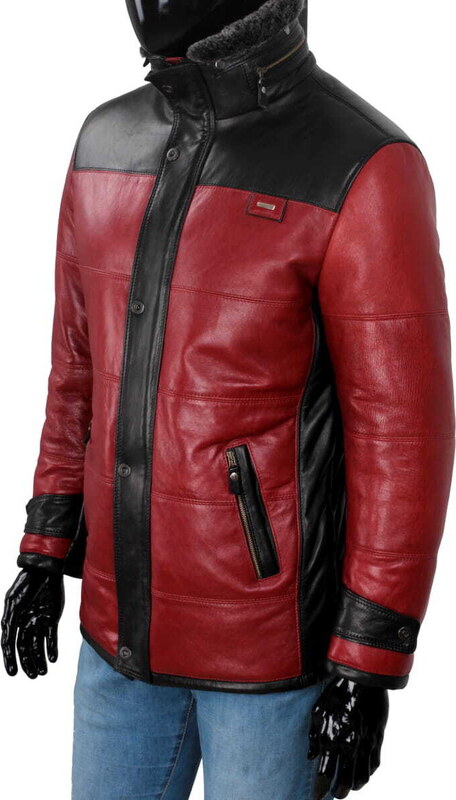 CARLO MONTI AS467 - Ciepła kurtka skórzana męska w sportowej stylistyce DORJAN