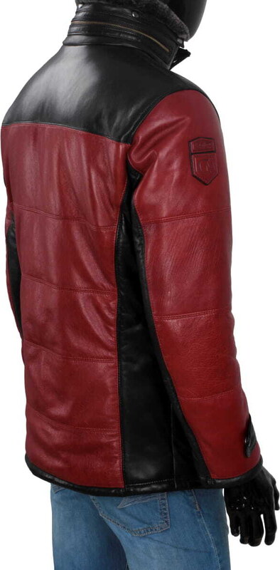 CARLO MONTI AS467 - Ciepła kurtka skórzana męska w sportowej stylistyce DORJAN