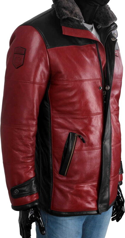 CARLO MONTI AS467 - Ciepła kurtka skórzana męska w sportowej stylistyce DORJAN