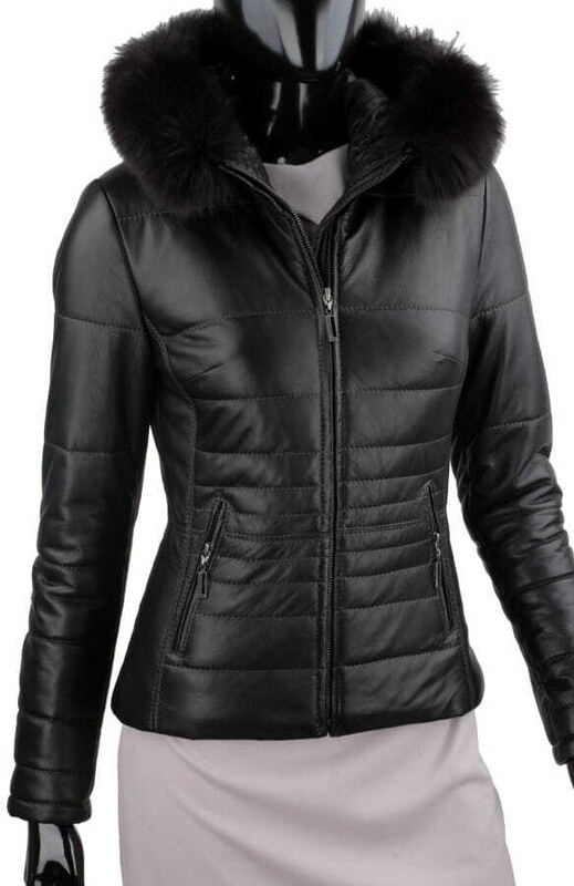 CARLO MONTI HLN450 - pikowana kurtka skórzana damska z odpinanym lisem DORJAN