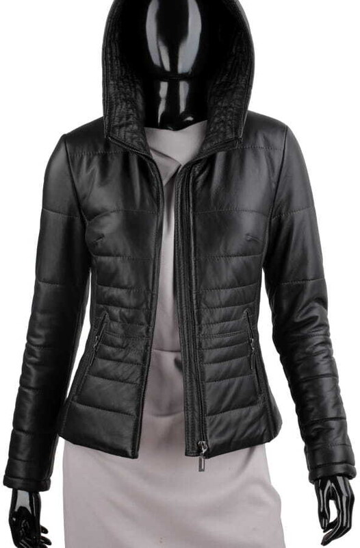 CARLO MONTI HLN450 - pikowana kurtka skórzana damska z odpinanym lisem DORJAN