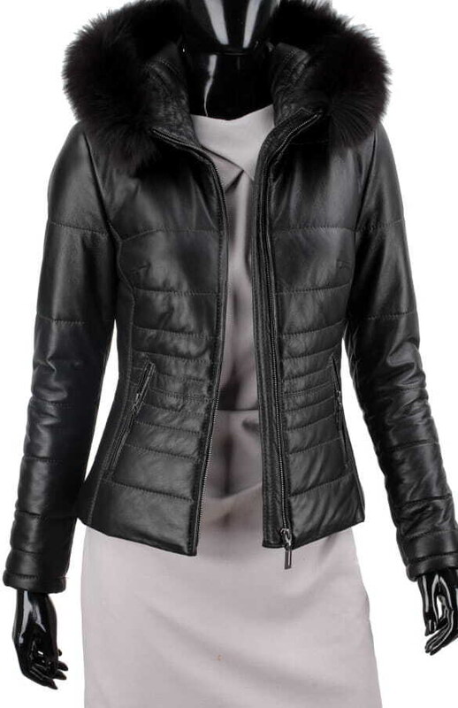 CARLO MONTI HLN450 - pikowana kurtka skórzana damska z odpinanym lisem DORJAN