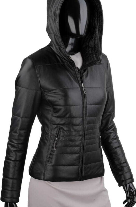 CARLO MONTI HLN450 - pikowana kurtka skórzana damska z odpinanym lisem DORJAN