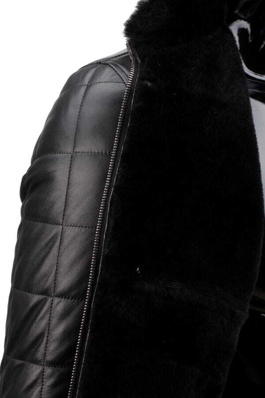 CARLO MONTI PAB450_1 - Czarna kurtka skórzana męska pikowana w kratę DORJAN