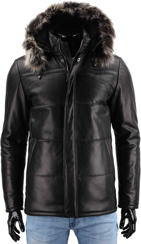 CARLO MONTI PTRP450 - Pikowana kurtka skórzana męska na jesień i zimę DORJAN