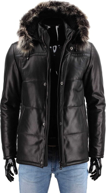 CARLO MONTI PTRP450 - Pikowana kurtka skórzana męska na jesień i zimę DORJAN