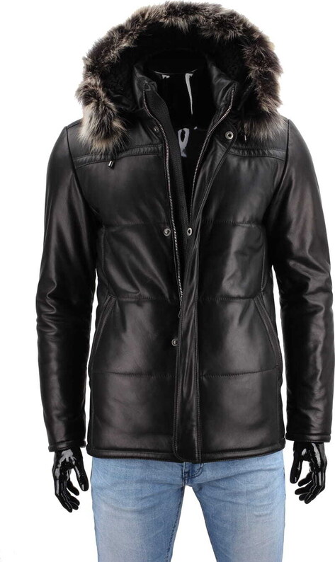 CARLO MONTI PTRP450 - Pikowana kurtka skórzana męska na jesień i zimę DORJAN