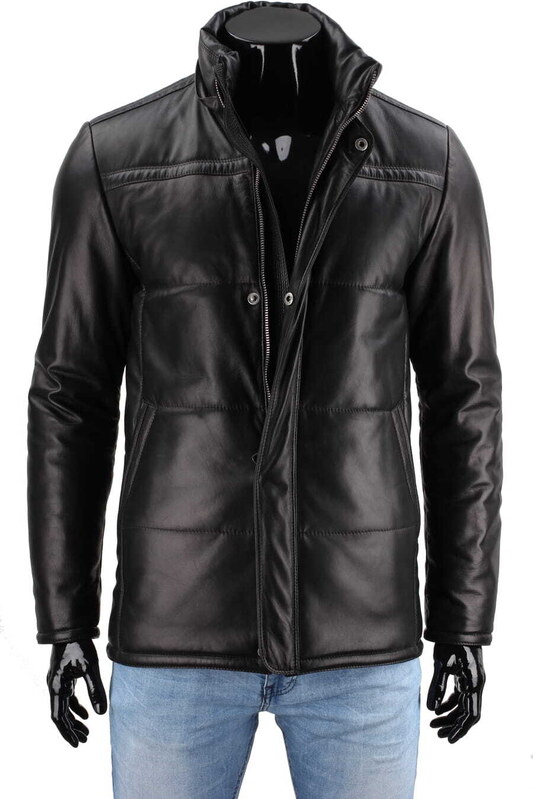 CARLO MONTI PTRP450 - Pikowana kurtka skórzana męska na jesień i zimę DORJAN