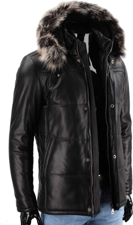 CARLO MONTI PTRP450 - Pikowana kurtka skórzana męska na jesień i zimę DORJAN