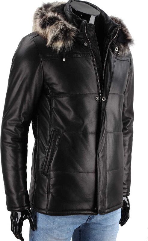 CARLO MONTI PTRP450 - Pikowana kurtka skórzana męska na jesień i zimę DORJAN