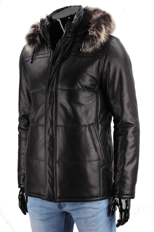 CARLO MONTI PTRP450 - Pikowana kurtka skórzana męska na jesień i zimę DORJAN