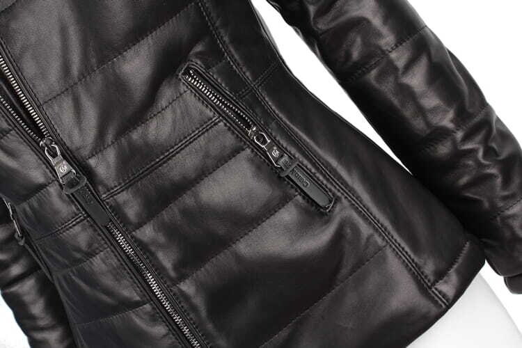 CARLO MONTI HLN450_2 - pikowana kurtka skórzana damska na jesień i zimę DORJAN