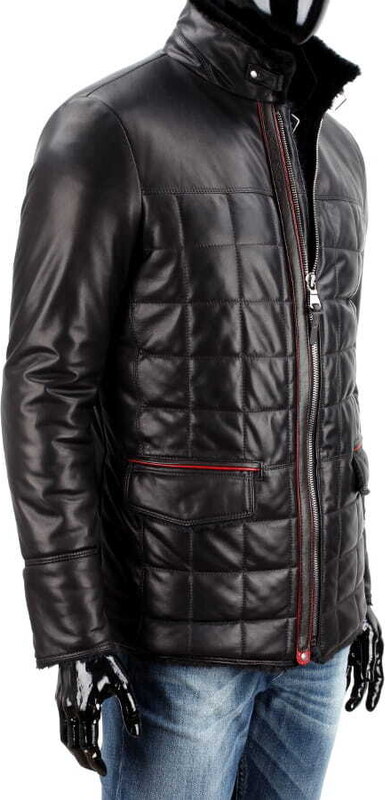 CARLO MONTI ELP450 - Kurtka skórzana pikowana męska z kożuszkiem eko DORJAN