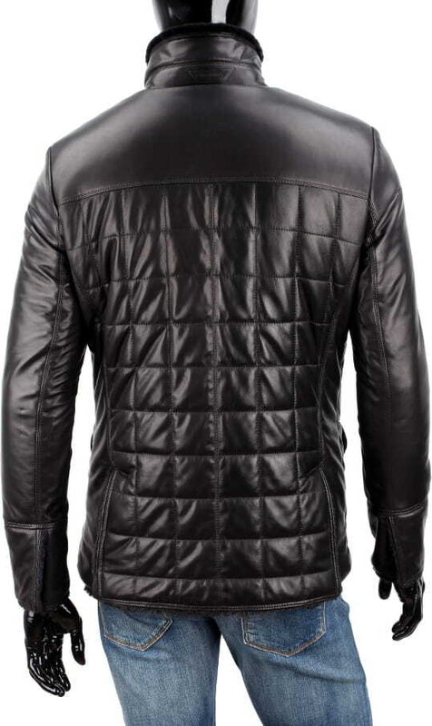 CARLO MONTI ELP450 - Kurtka skórzana pikowana męska z kożuszkiem eko DORJAN