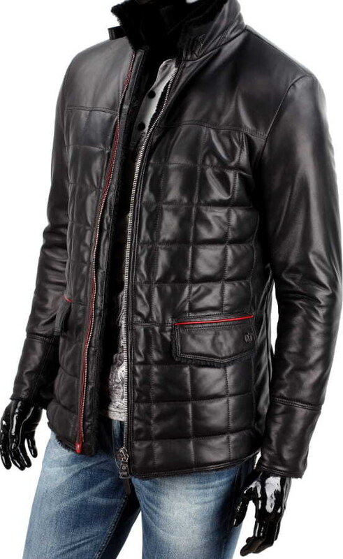 CARLO MONTI ELP450 - Kurtka skórzana pikowana męska z kożuszkiem eko DORJAN