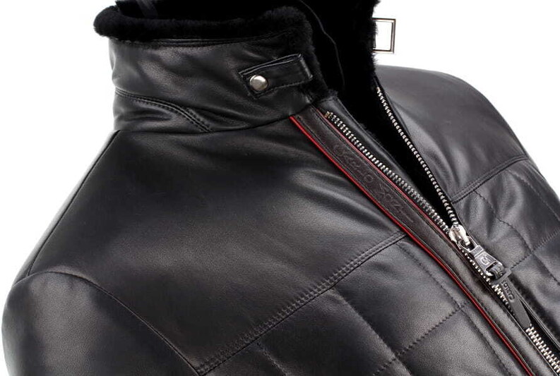 CARLO MONTI ELP450 - Kurtka skórzana pikowana męska z kożuszkiem eko DORJAN