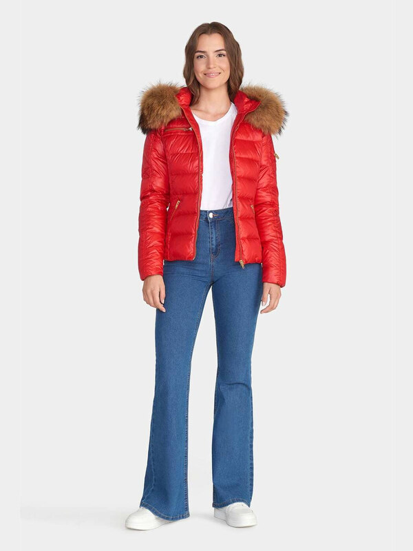 ROCKANDBLUE RITA 63 cm- Krótka puchowa kurtka o bardzo wąskim kroju w lekko połyskującym materiale