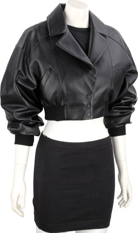 NAT450 - Czarna bomberka skórzana damska z luźnymi rękawami DORJAN