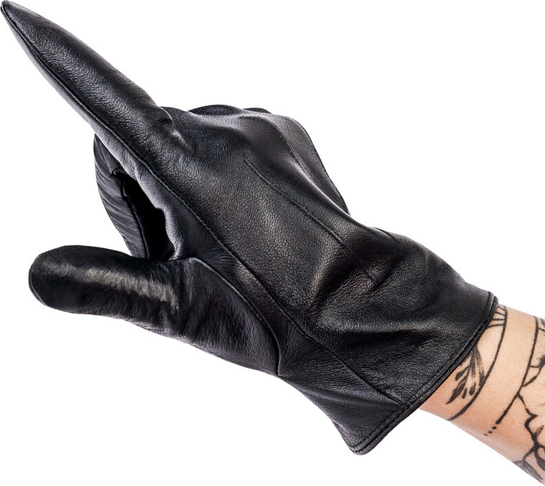 Ocieplane rękawiczki damskie ze skóry naturalnej z przeszyciami - Rovicky