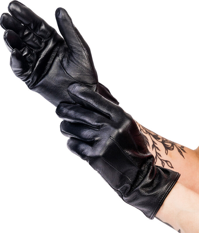 Ocieplane rękawiczki damskie ze skóry naturalnej z przeszyciami - Rovicky