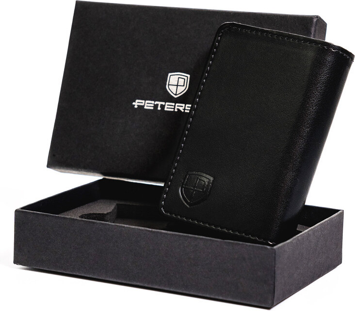 Skórzany portfel męski z zapięciem i ochroną kart RFID - Peterson