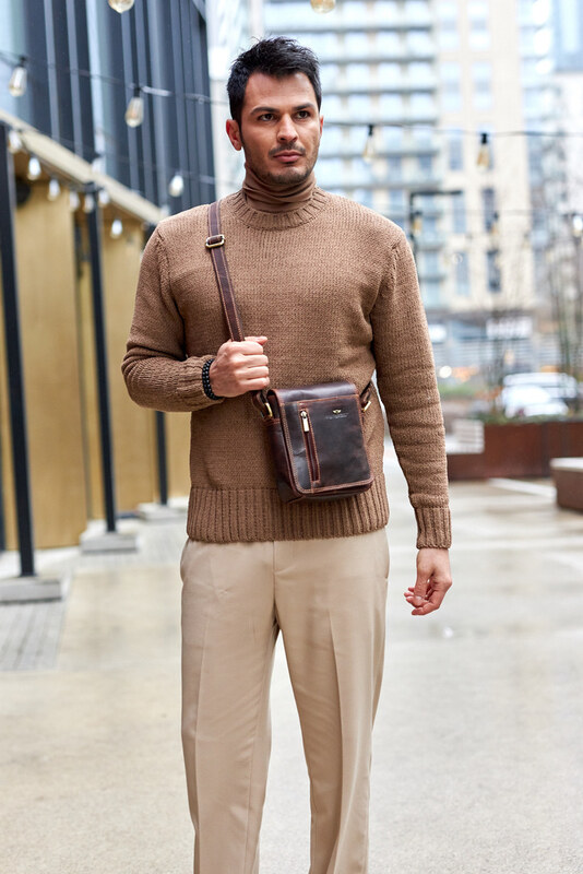 Saszetka męska z naturalnej skóry Peterson PTN TB-7032-COM