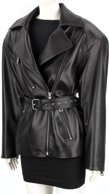 IRA450 - Damska ramoneska oversize z czarnej skóry naturalnej DORJAN