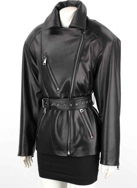 IRA450 - Damska ramoneska oversize z czarnej skóry naturalnej DORJAN