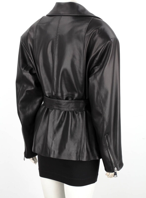 IRA450 - Damska ramoneska oversize z czarnej skóry naturalnej DORJAN