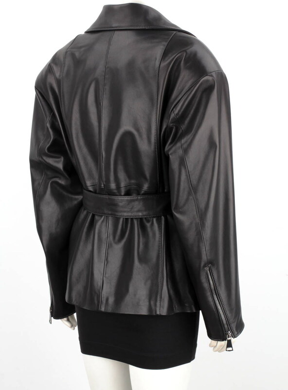 IRA450 - Damska ramoneska oversize z czarnej skóry naturalnej DORJAN