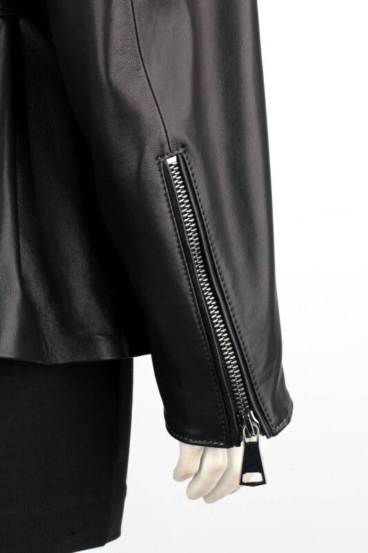 IRA450 - Damska ramoneska oversize z czarnej skóry naturalnej DORJAN