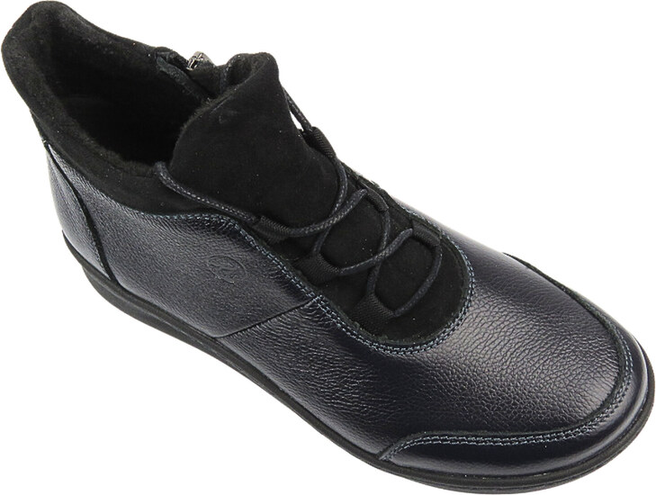 Helios Komfort Wygodne botki damskie z miękkiej skóry - Helios 564, granatowe