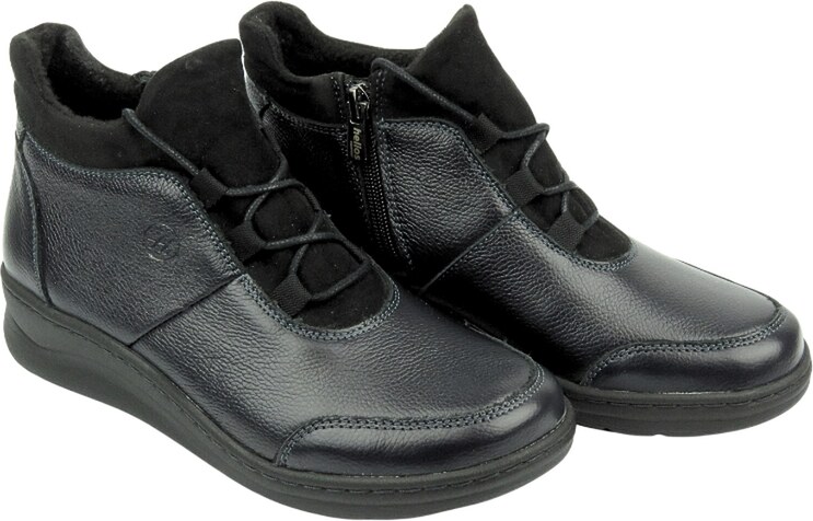 Helios Komfort Wygodne botki damskie z miękkiej skóry - Helios 564, granatowe