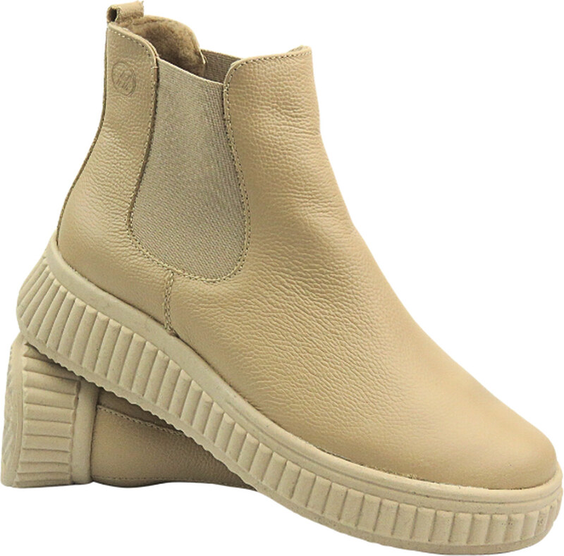 Wygodne sztyblety damskie skórzane - HELIOS Komfort 510P, jasnobeżowe