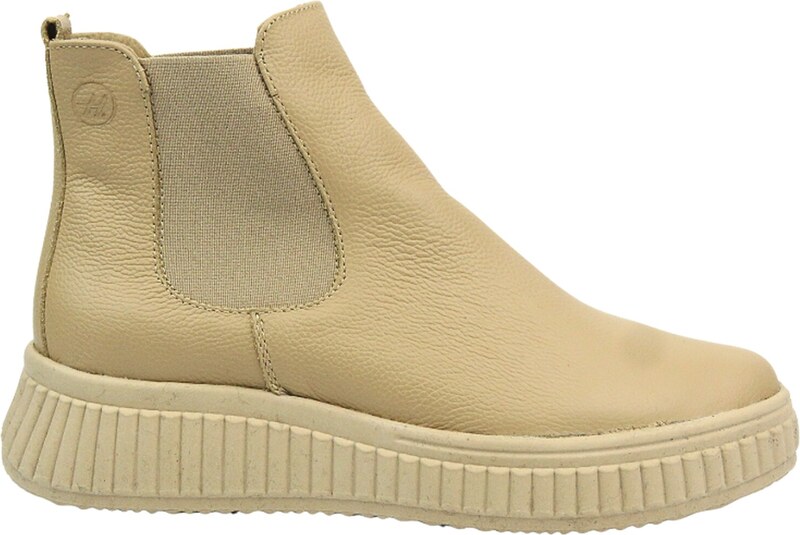 Wygodne sztyblety damskie skórzane - HELIOS Komfort 510P, jasnobeżowe