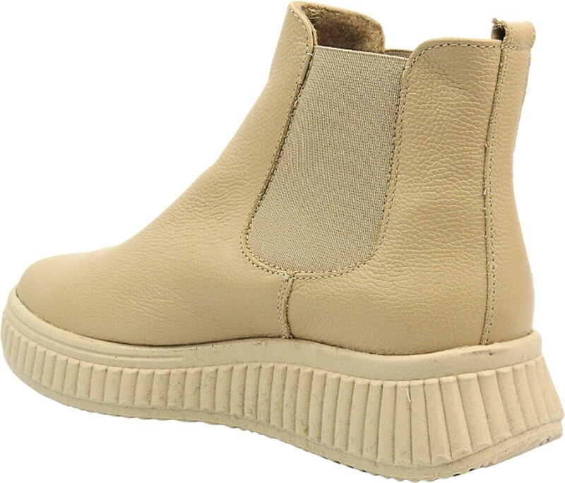 Wygodne sztyblety damskie skórzane - HELIOS Komfort 510P, jasnobeżowe