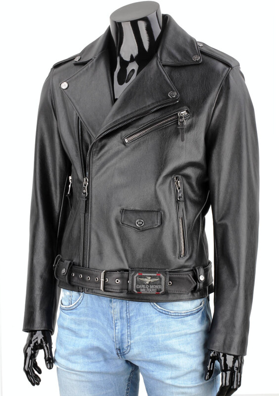 CARLO MONTI LECH950T - Ramoneska Skórzana Męska z czarnej skóry naturalnej DORJAN