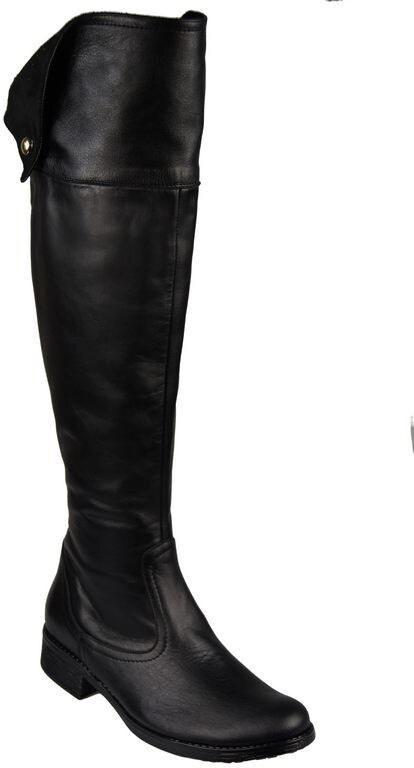 Obuwie Kozaki Damskie Oficerki Muszkieterki Czarne Wysokie cholewka za kolano skóra naturalna 803 ElitaBut