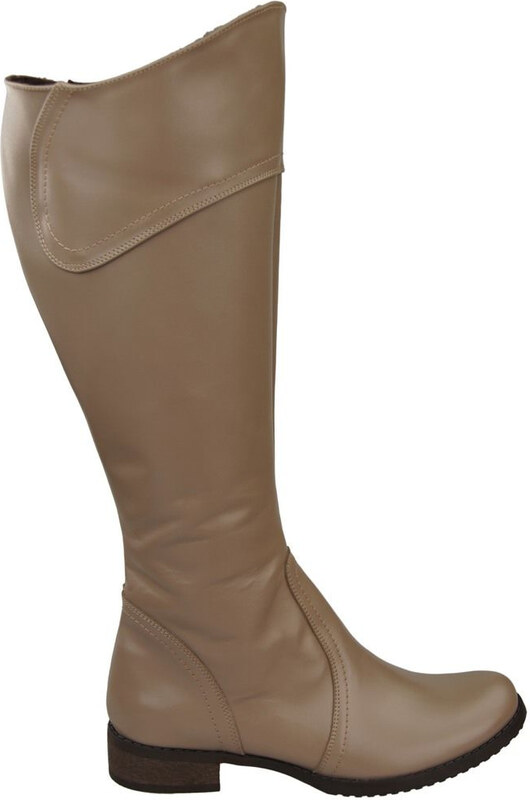 Obuwie Kozaki Damskie Oficerki Cappuccino Ciemne skóra naturalna 597 ElitaBut