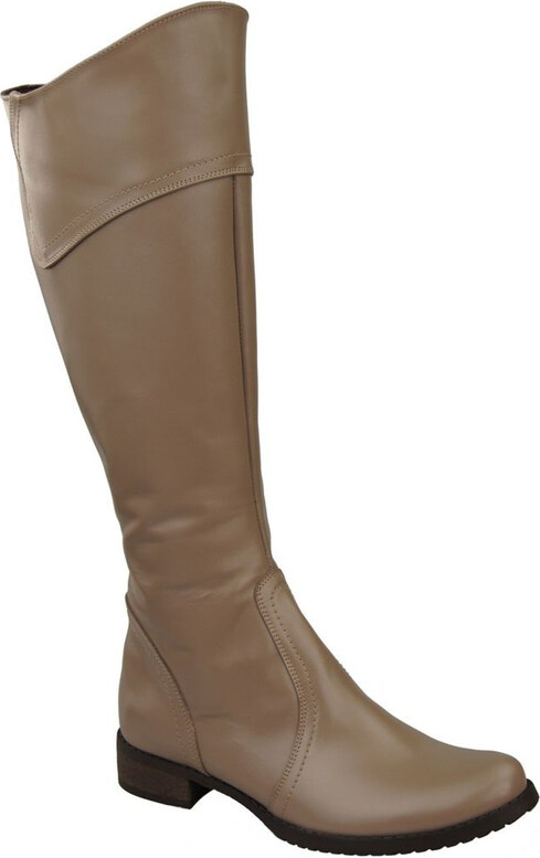 Obuwie Kozaki Damskie Oficerki Cappuccino Ciemne skóra naturalna 597 ElitaBut