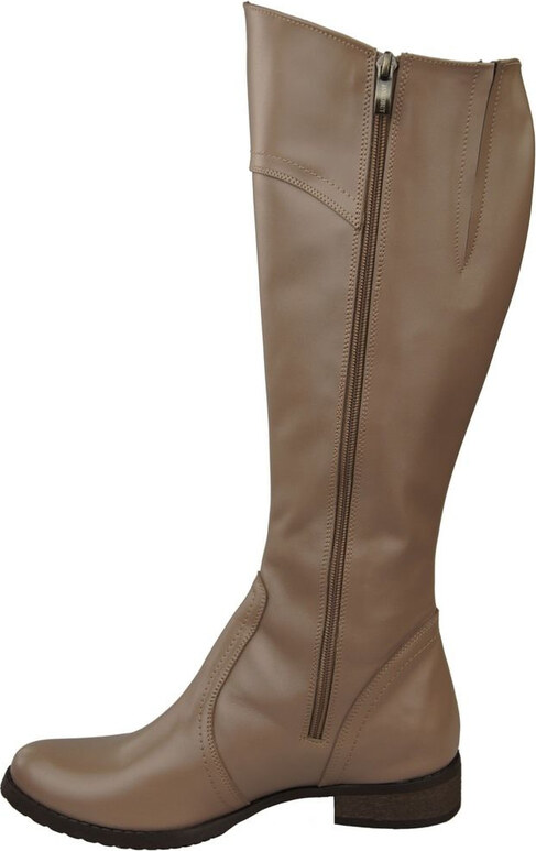 Obuwie Kozaki Damskie Oficerki Cappuccino Ciemne skóra naturalna 597 ElitaBut